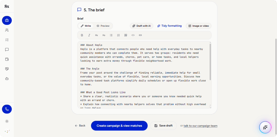 Create campaign and view matches